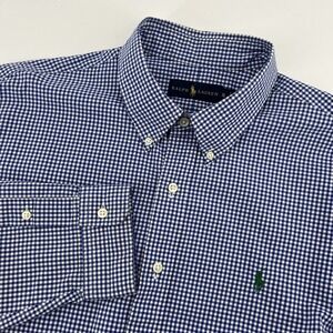 Polo Ralph Lauren L/S Oxford Button Front Shirt Mens XL Blue Gingham